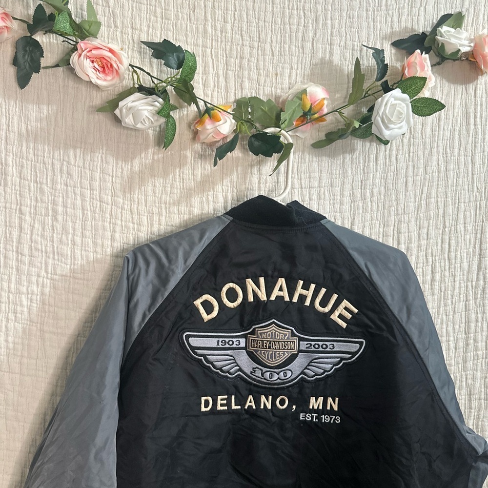 Harley-Davidson Black and Gray Bomber Jacket - Picture 5 of 5